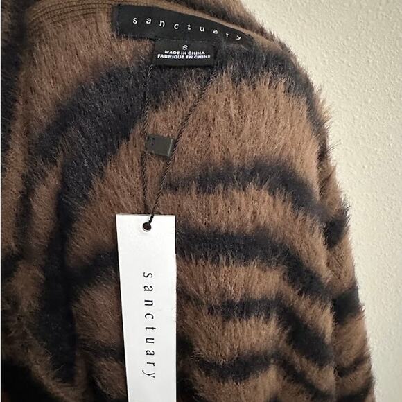 Sanctuary Statement Coat Zebra Stripe Brown and Black Size Small - Picture 7 of 8